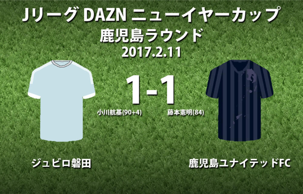 抽選にもつれこんだ鹿児島ラウンド 小川航の土壇場弾でドローの磐田が制覇 Daznニューイヤーカップ 超ワールドサッカー