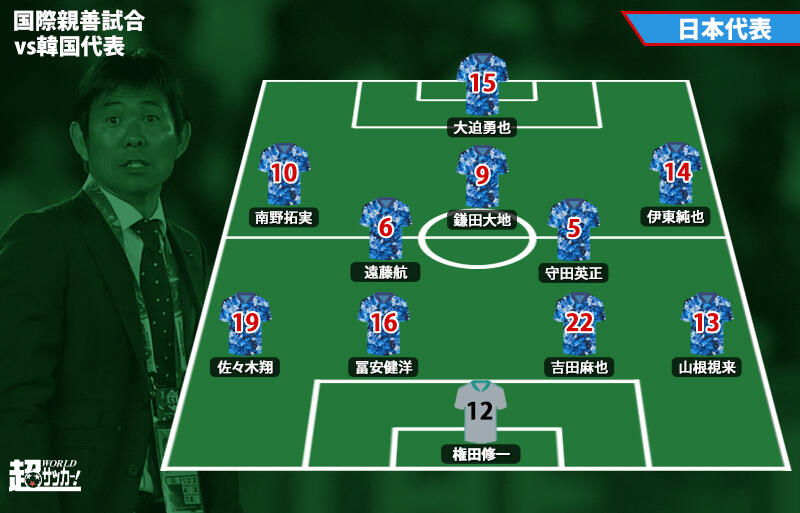 日韓戦のスタメン発表 初招集組では川崎fの山根視来が先発 国際親善試合 超ワールドサッカー
