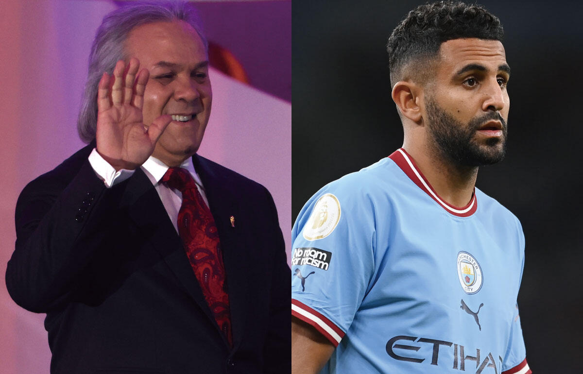 アルジェリア史上最も偉大なサッカー選手の1人、ラバー・マジェール氏(左)