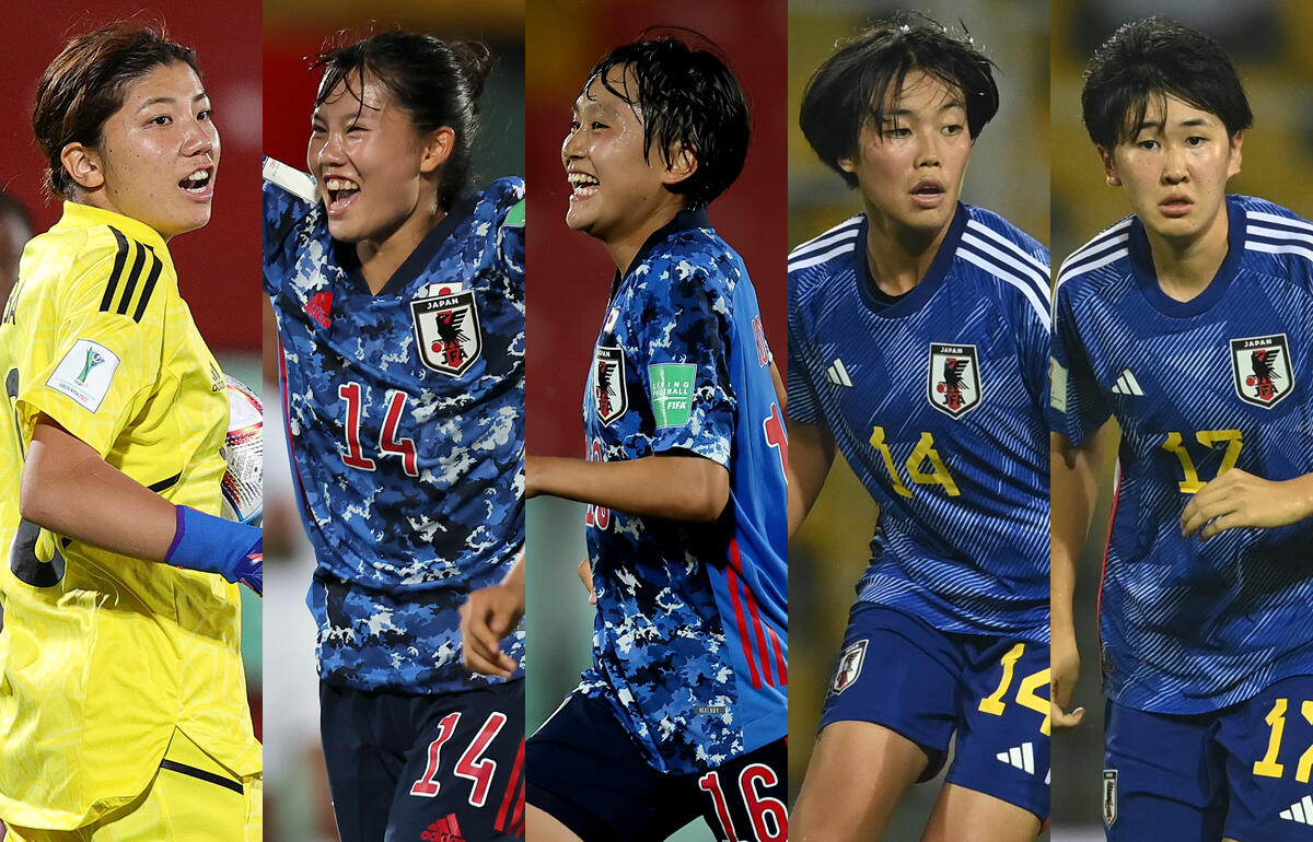 左から大場朱羽(20)、松窪真心(18)、小山史乃観(18)、谷川萌々子(18)、古賀塔子(17)