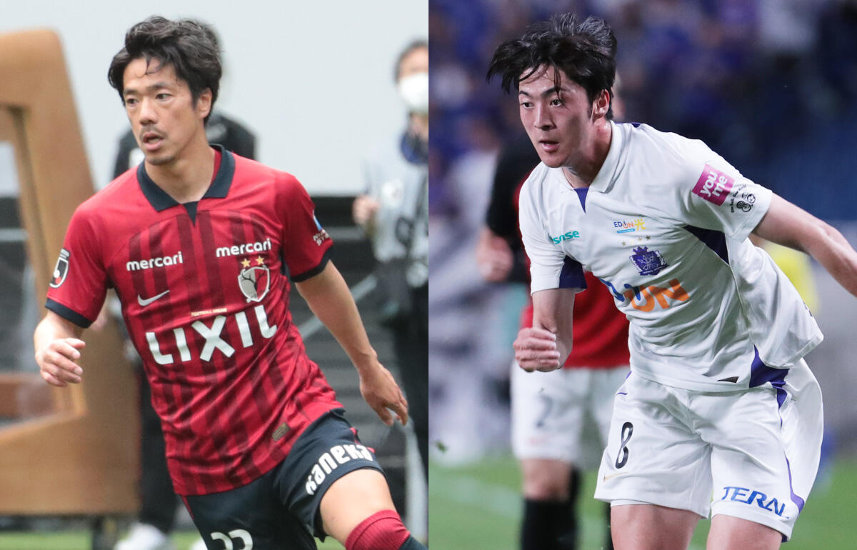 出場停止となった鹿島MF仲間隼斗(左)と広島MF川村拓夢