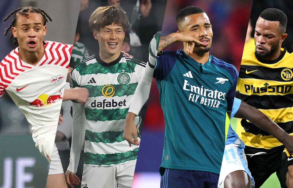 ベストゴール候補に入ったシャビ・シモンズ、古橋亨梧、ジェズス、エリア(左から)