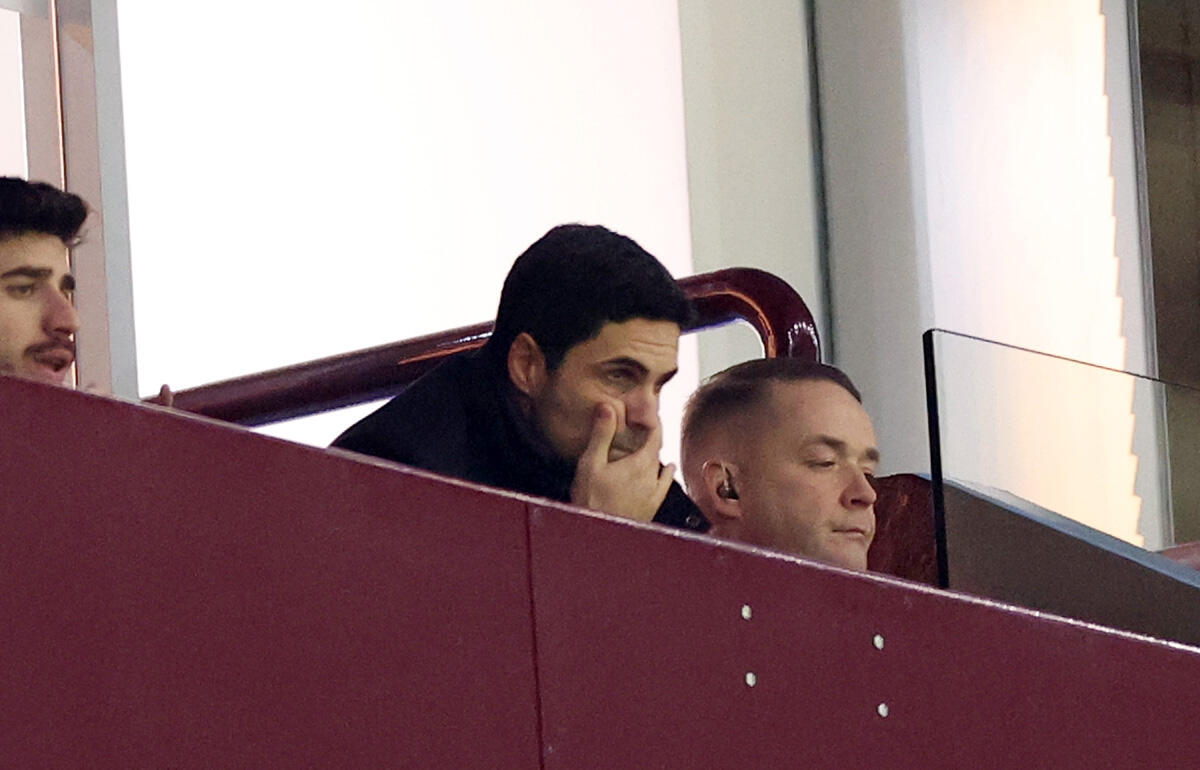 スタンド観戦となったアルテタ監督