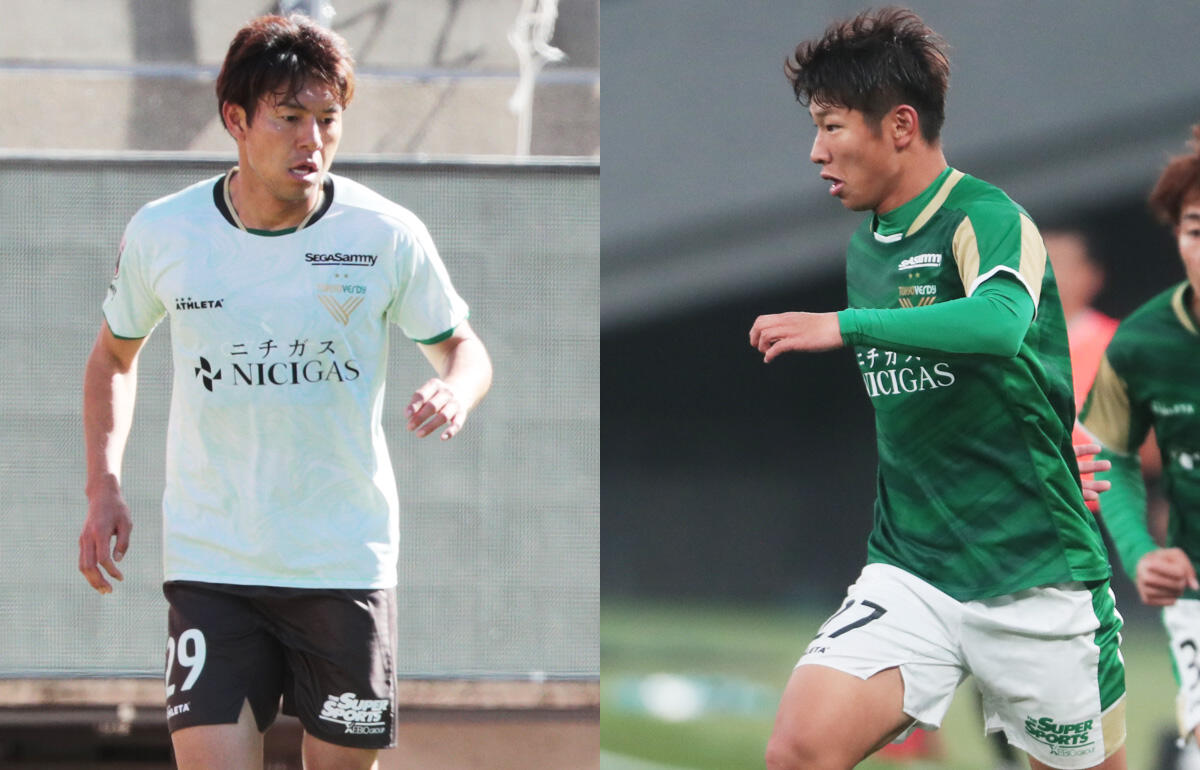 J2で30試合以上出場した河村慶人(左)と山田剛綺