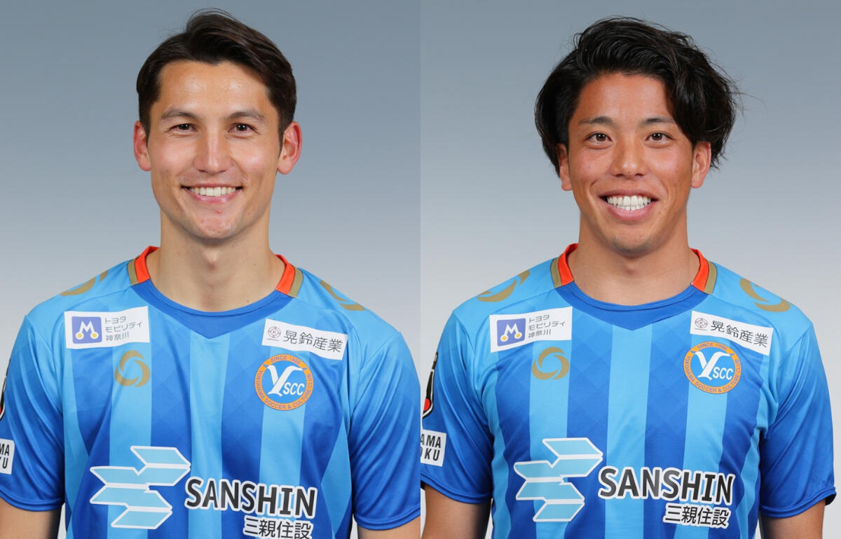 YS横浜と契約更新したピーダーセン世穏(左)と田場ディエゴ