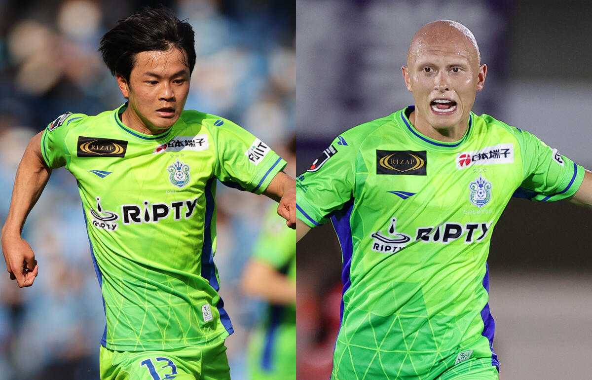 来季も湘南でプレーする平岡大陽(左)、ディサロ燦シルヴァーノ