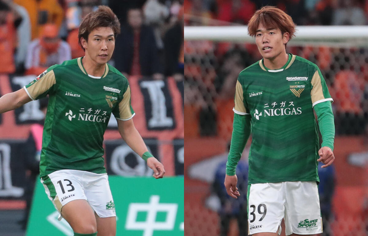 来季も東京Vでプレーする染野唯月(右)と林尚輝