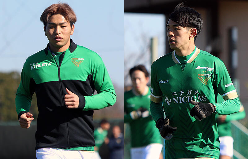 京都から東京V加入の木村勇大(左)、山田楓喜(右)