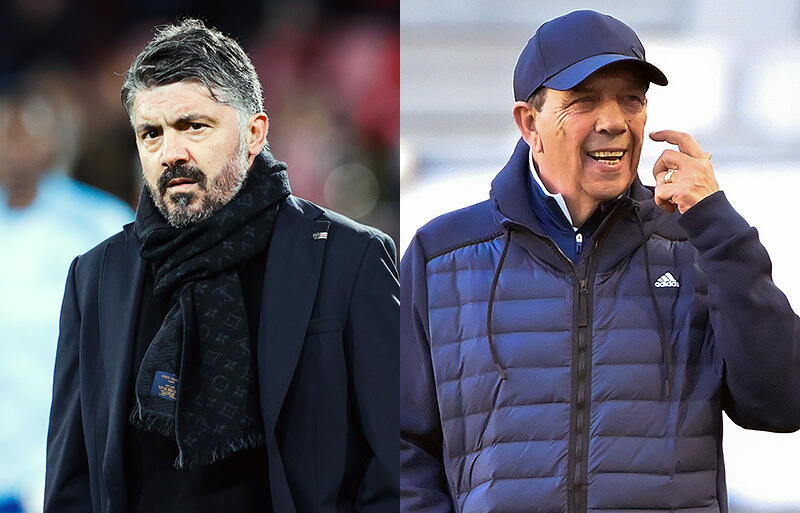 解任のガットゥーゾ監督(左)と新任のガセ氏(右)