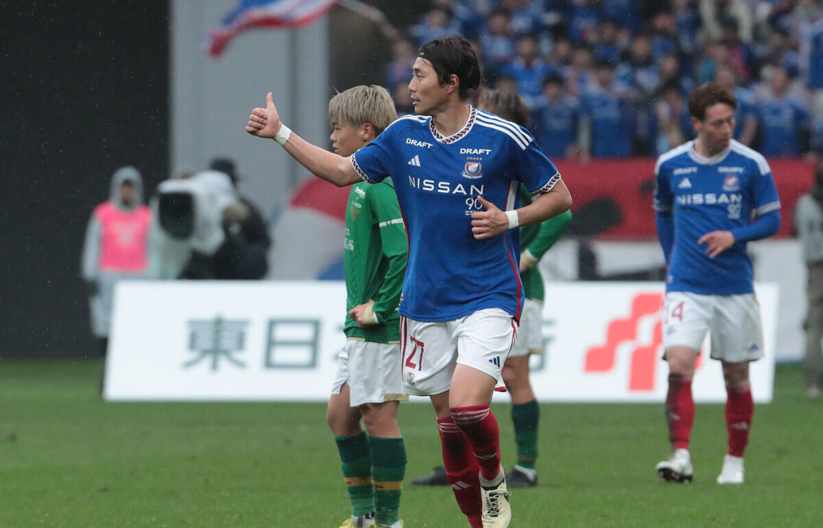 劇的な決勝ゴールを決めた松原健