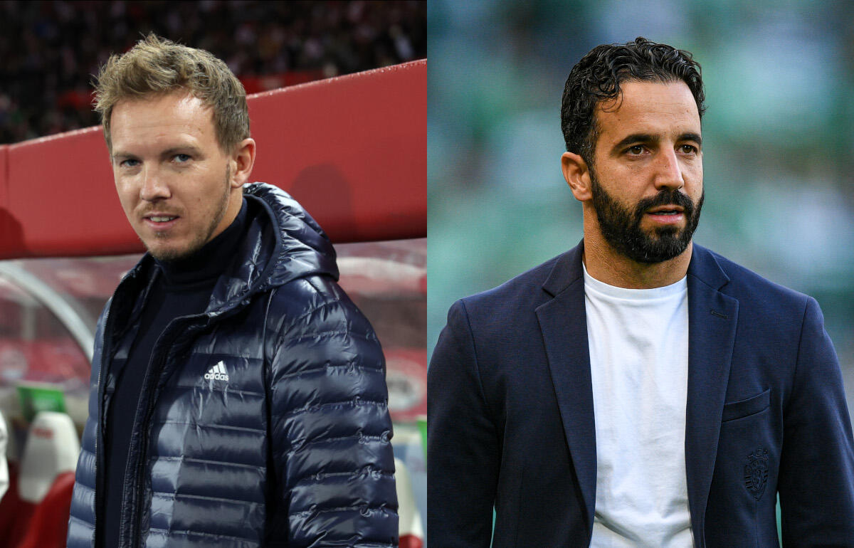 リバプール新指揮官候補に挙がっているナーゲルスマン監督(左)とアモリム監督