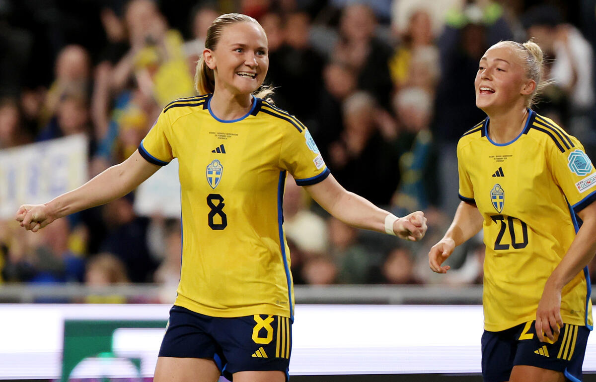 先制点を挙げたスウェーデン女子代表マチルダ・ヴィンバーグ