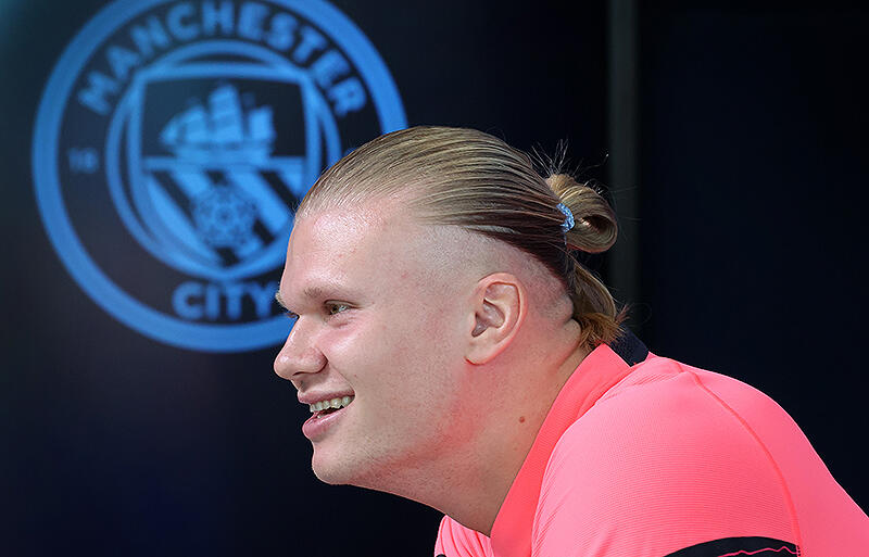 コペンハーゲン戦の前日会見に臨んだハーランド