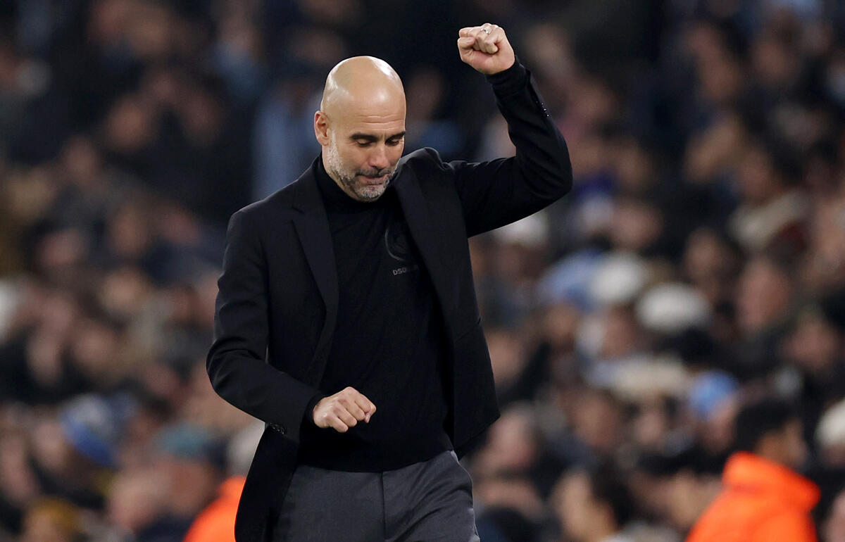 ベスト8入りを喜ぶグアルディオラ監督