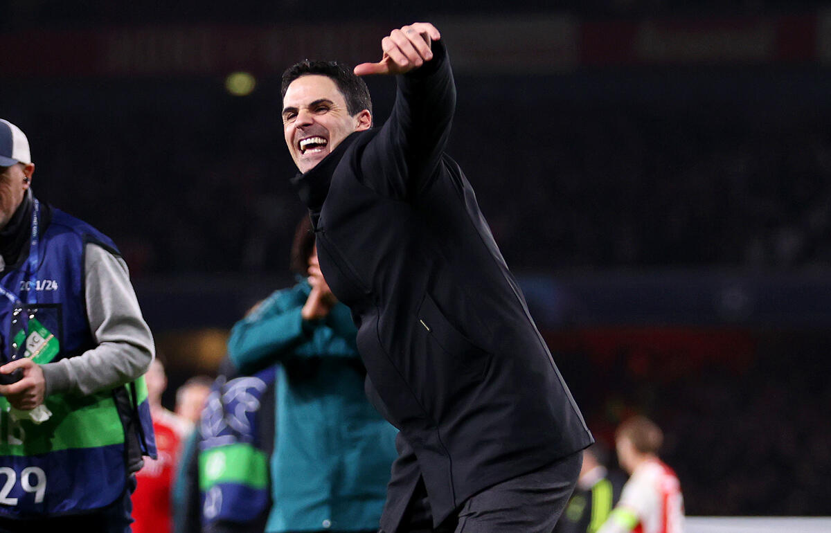 CLベスト8進出を喜ぶアルテタ監督