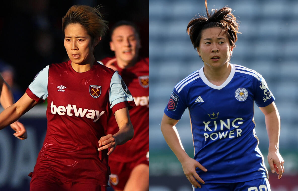 ウェストハムのFW植木理子(左)とレスター・シティの籾木結花(右)