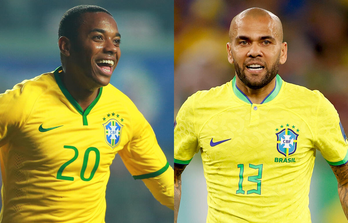 ともに性的暴行で有罪となったロビーニョ(左)とアウベス