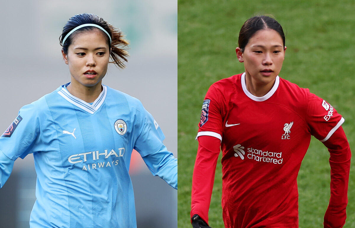 シティの長谷川唯(左)とリバプールの長野風花(右)
