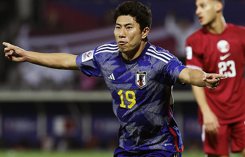 2戦連発でパリ五輪出場に導いた細谷真大(写真はカタール戦)