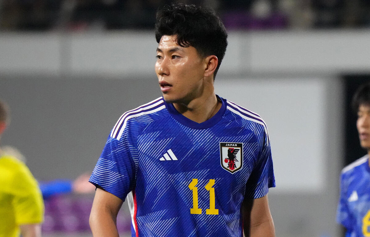 エースとしてゴールを決めた細谷真大(写真は3月のU-23マリ戦)