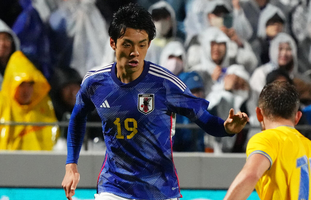 右サイドで先発した山田楓喜(写真は3月のU-23ウクライナ戦)