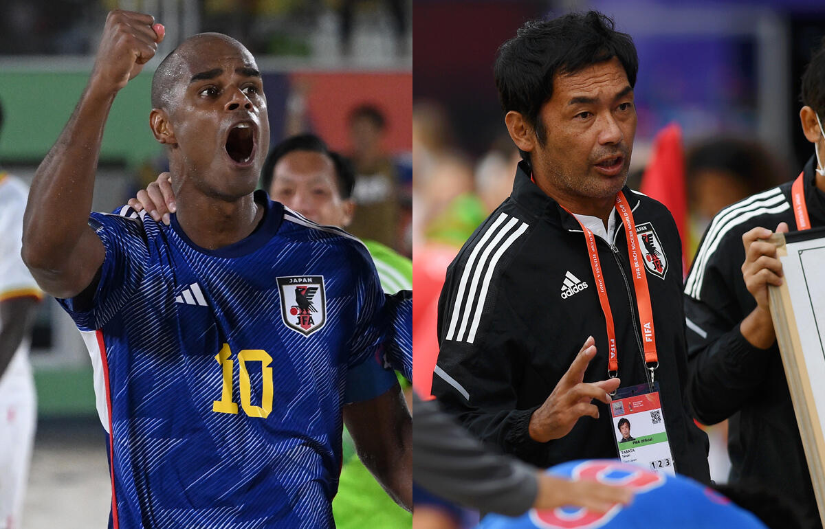 監督を退任する茂怜羅オズ(左)、新監督に就任する田畑輝樹氏