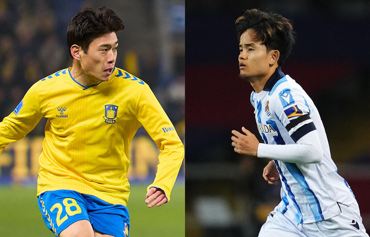 パリ五輪世代の鈴木唯人(左)と久保建英はA代表でプレー