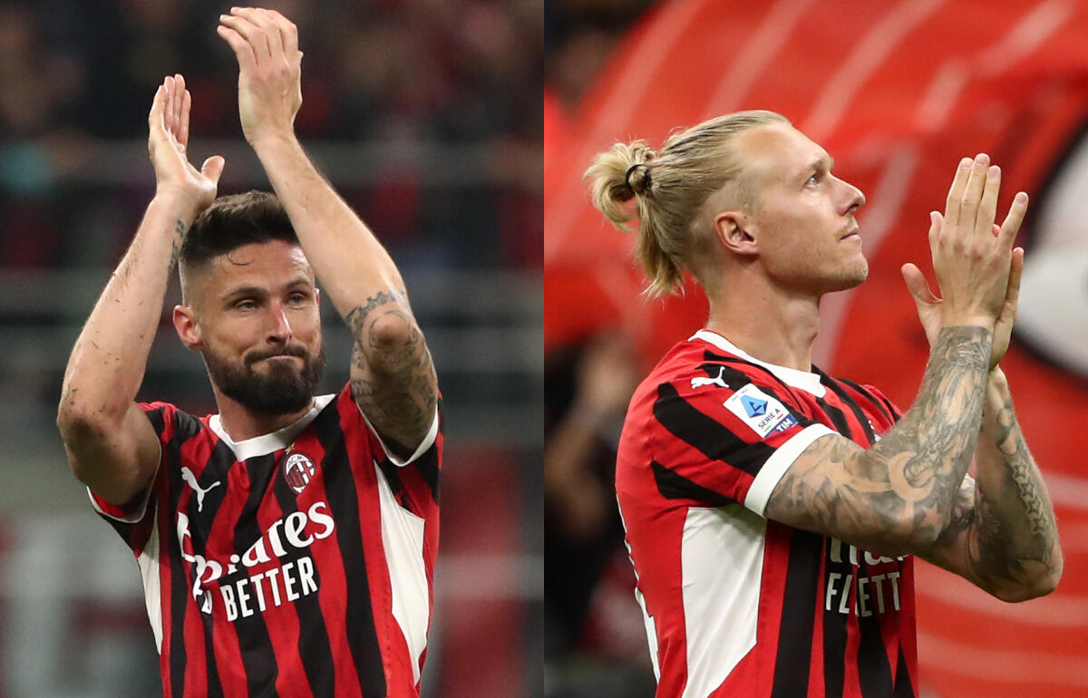 ミランを去るジルー(左)とケアー