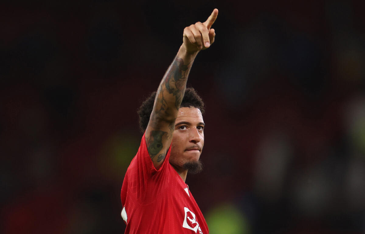 ユナイテッドのトレーニング合流のサンチョ