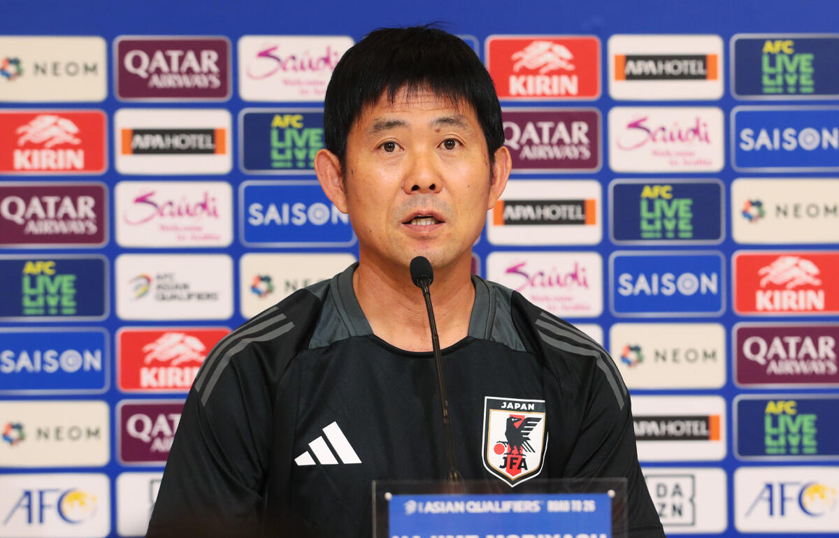 中国戦前日の記者会見に出席した森保一監督