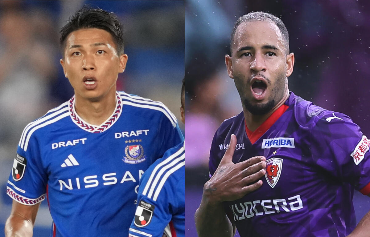 次節出場停止の横浜FM・FW西村拓真(左)と京都FWマルコ・トゥーリオ