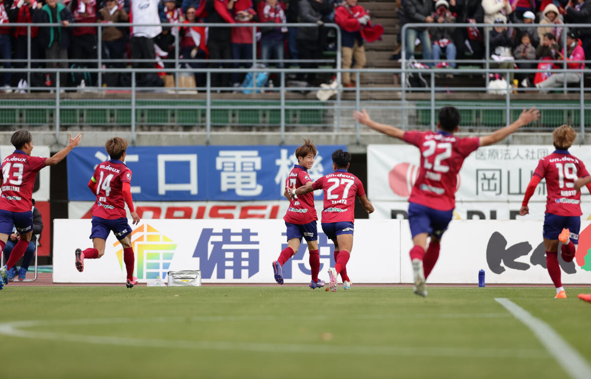 貴重な先制点を奪った岡山の末吉塁