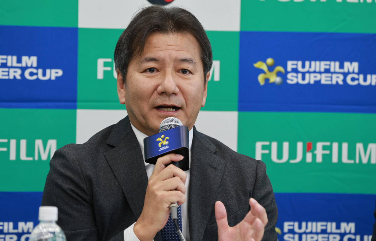 FUJIFILM SUPER CUPへ意気込みを語る野々村芳和チェアマン