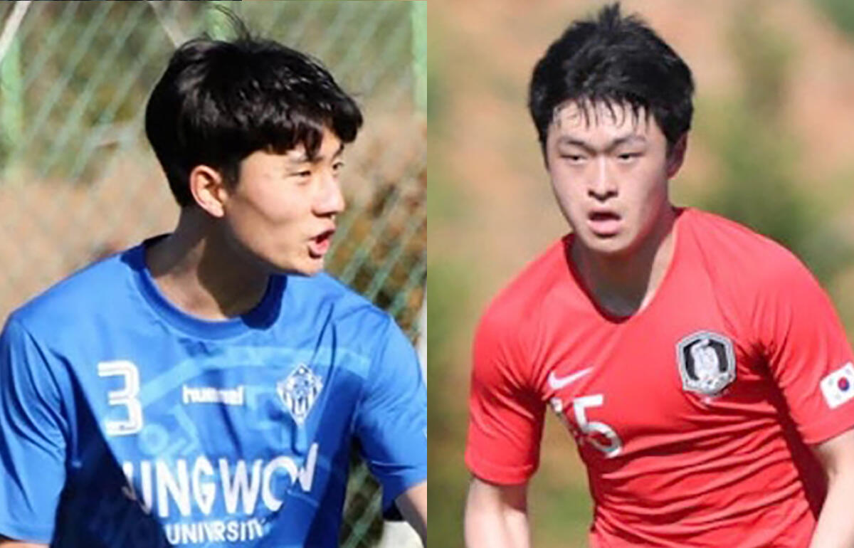 FC大阪に加入する金潤識(左)と河智聖